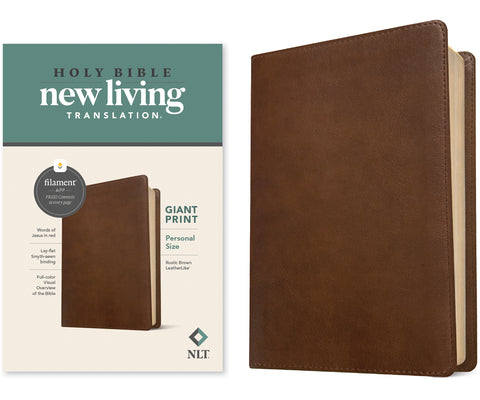 NLT Personal Size Giant Print Bible, Filament Enabled Edition (Red Letter, Leatherlike, Rustic Brown)